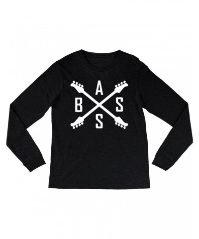 Music Life Heather Long Sleeve Shirt | Bass Player Emblem Shirt $6.43 Shirts
