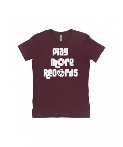Music Life Ladies' Boyfriend T-Shirt | Play More Records Shirt $5.40 Shirts