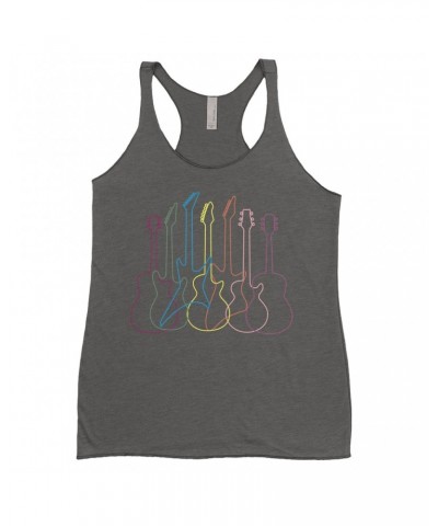 Music Life Ladies' Tank Top | Spectrum Guitar Shapes Shirt $6.79 Shirts