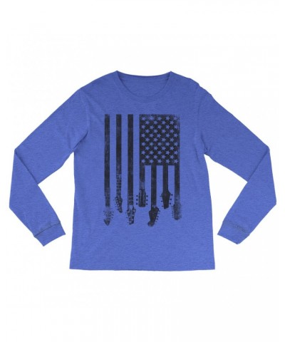 Music Life Heather Long Sleeve Shirt | Flag Guitar Shirt $1.83 Shirts