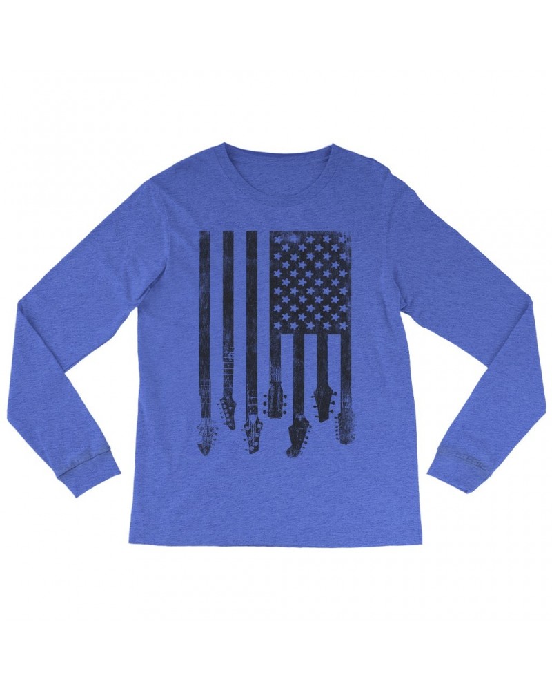Music Life Heather Long Sleeve Shirt | Flag Guitar Shirt $1.83 Shirts