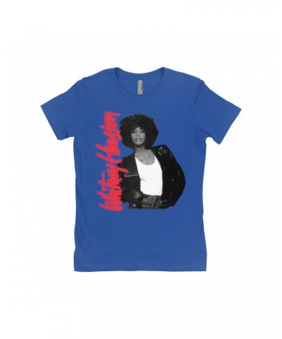 Whitney Houston Ladies' Boyfriend T-Shirt | Album Photo and Red Neon Logo Shirt $9.35 Shirts