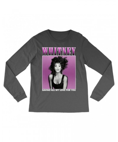 Whitney Houston Long Sleeve Shirt | Saving All My Love For You Ombre Purple Design Shirt $7.98 Shirts