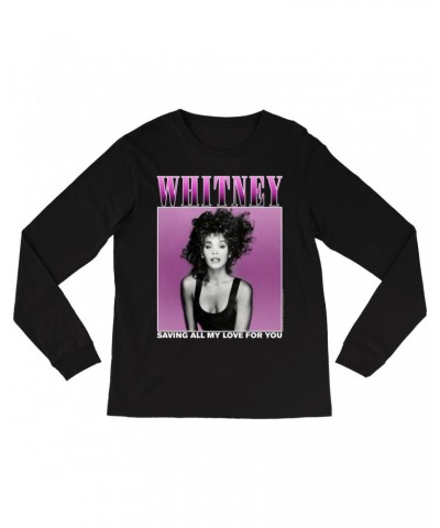 Whitney Houston Long Sleeve Shirt | Saving All My Love For You Ombre Purple Design Shirt $7.98 Shirts