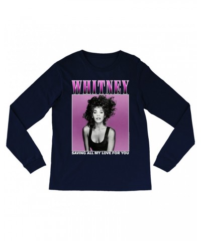 Whitney Houston Long Sleeve Shirt | Saving All My Love For You Ombre Purple Design Shirt $7.98 Shirts