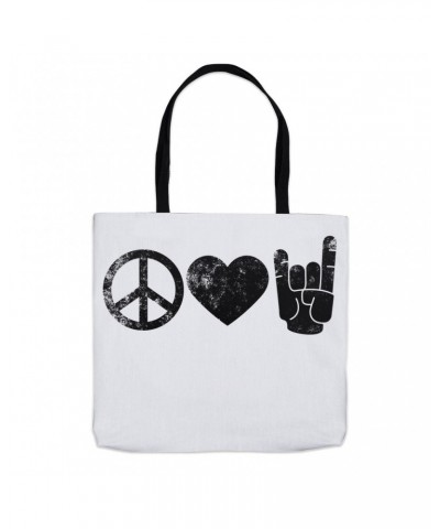 Music Life Tote Bag | Peace Love Rock n' Roll Tote $12.21 Bags