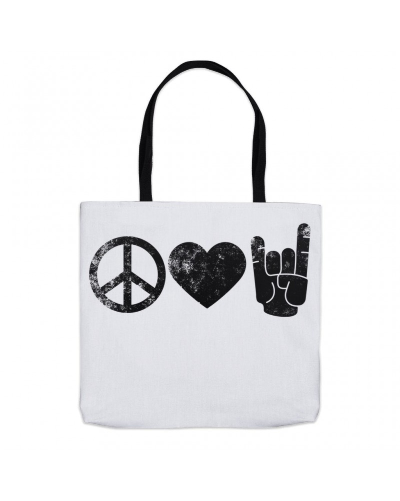 Music Life Tote Bag | Peace Love Rock n' Roll Tote $12.21 Bags