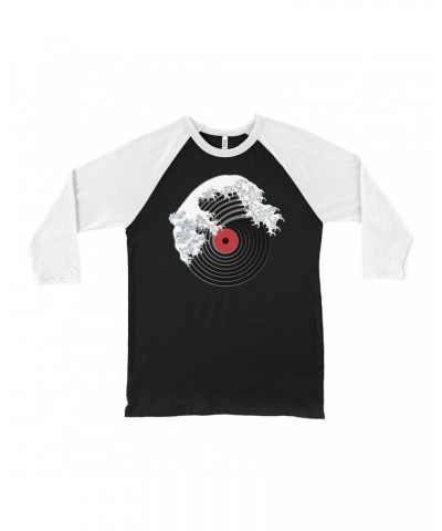 Music Life 3/4 Sleeve Baseball Tee | Vinyl Great Wave Shirt $5.87 Shirts