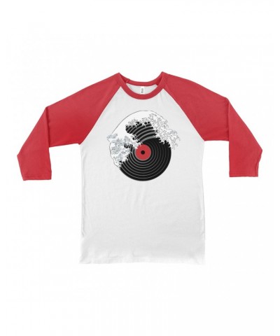 Music Life 3/4 Sleeve Baseball Tee | Vinyl Great Wave Shirt $5.87 Shirts