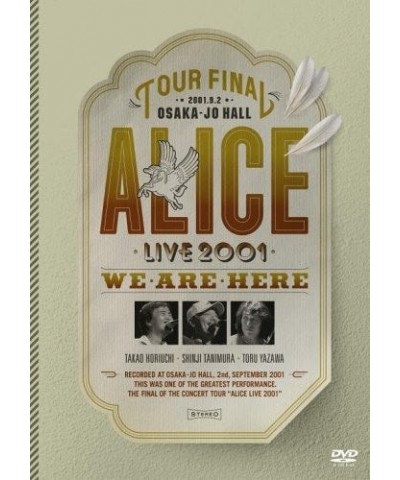 Alice FUKKATSU ALICE FINAL CONCERT 2001: OSAKAJO HALL DVD $6.20 Videos