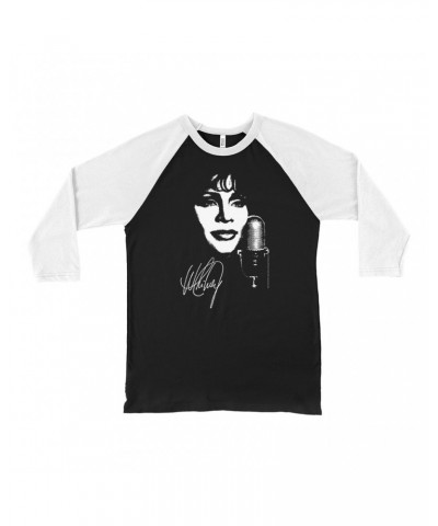 Whitney Houston 3/4 Sleeve Baseball Tee | Whitney Portrait Signature In White Shirt $9.24 Shirts