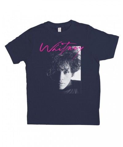 Whitney Houston Kids T-Shirt | Dramatic Lighting Photo And Pink Signature Image Kids Shirt $7.08 Kids