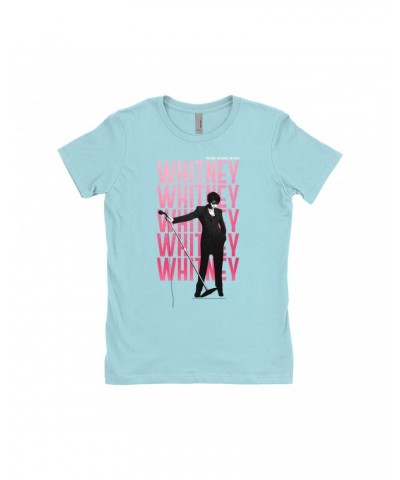 Whitney Houston Ladies' Boyfriend T-Shirt | Voice Music Truth Cover Art Ombre Pink Image Shirt $6.04 Shirts