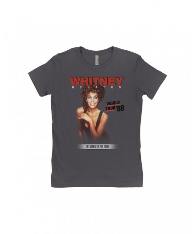 Whitney Houston Ladies' Boyfriend T-Shirt | 1988 World Tour Poster Image Shirt $4.33 Shirts