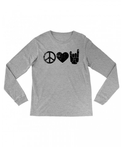 Music Life Long Sleeve Shirt | Peace Love Rock n' Roll Shirt $3.42 Shirts