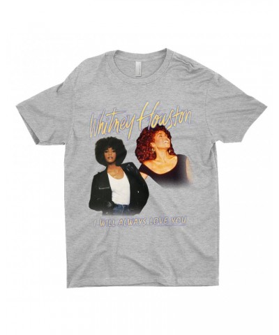 Whitney Houston T-Shirt | I Will Always Love You Yellow Photo Collage Image Shirt $14.17 Shirts