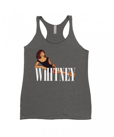 Whitney Houston Ladies' Tank Top | Whitney Laying On Logo White Shirt $6.51 Shirts