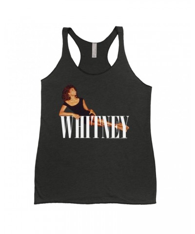 Whitney Houston Ladies' Tank Top | Whitney Laying On Logo White Shirt $6.51 Shirts